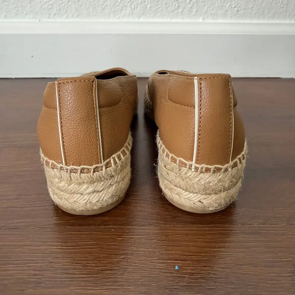 Everlane Leather Espadrille Flats Square Toe Tan Sz 7 Boho Beach Casual Classic